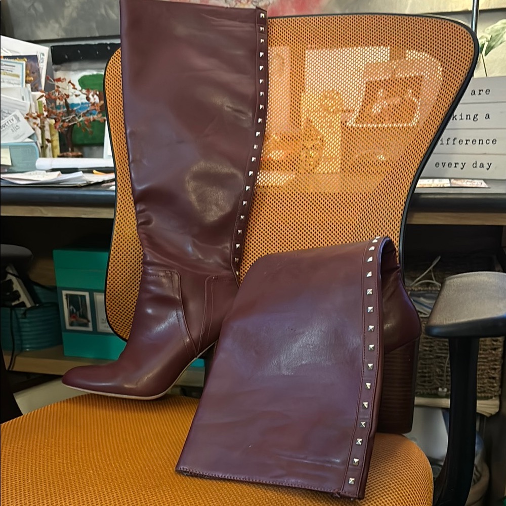 Burgundy Over the Knee Boots